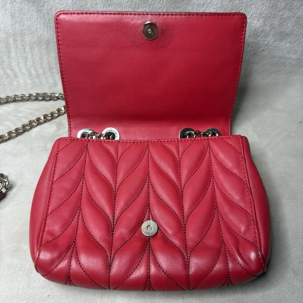 Kate Spade New York Quilted Crossbody Bag‎ Red With Gold Chain Strap